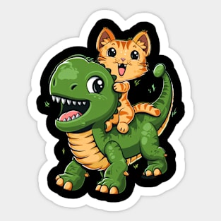 Cat Dinosaur Battle Sticker